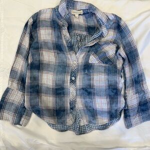 Cloth & Stone Anthropologie Plaid Shirt in Blue and Pink